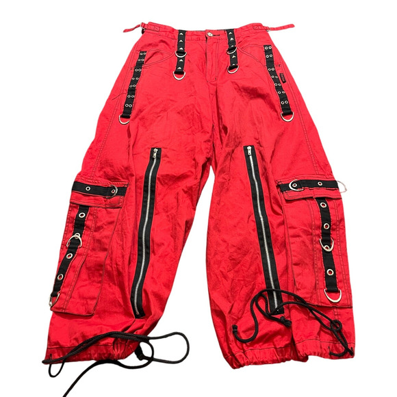 Vintage Y2K Tripp NYC‎ Pants Adult Medium Red Black Goth Rave Emo Grunge Baggy - Picture 1 of 16